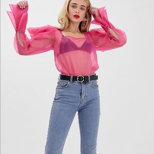 ASOS DESIGN long sleeve organza blouse